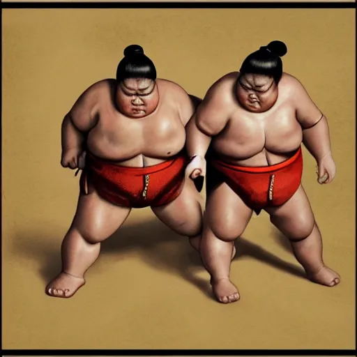 Image similar to Battle of two sumo wrestlers, very detailed, very realistic, artstation, Hans Giger