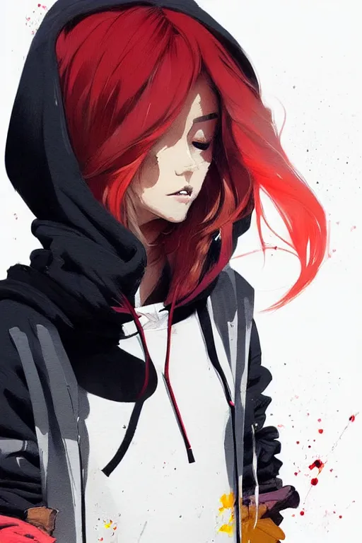 Image similar to a ultradetailed painting of a stylish girl in a oversized hoodie and sneakers by conrad roset, greg rutkowski and makoto shinkai trending on artstation