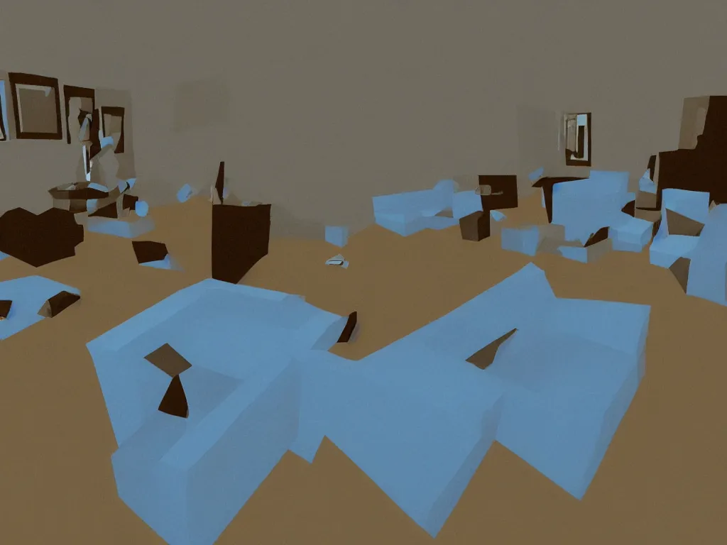 Image similar to Blue Velvet by David Lynch as a PS1 first person video game, low poly