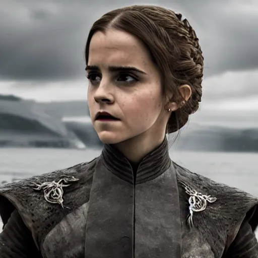 Prompt: Emma Watson in Game of Thrones, (EOS 5DS R, ISO100, f/8, 1/125, 84mm, modelsociety, symmetric balance)