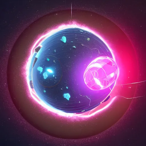 Image similar to stylized icon 2 planet collapse particle fusion element macro cosmic circle