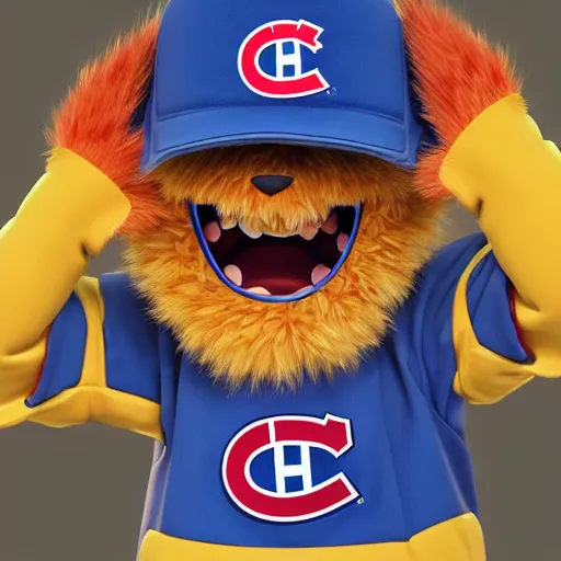 Image similar to suprised anime Portrait of Youppi the Habs Montreal Canadiens Mascot as a very sad and menacing pokemon, highly detailed anime, high evolution, 1993, legendary, smooth, sharp focus, dynamic lighting, intricate, trending on ArtStation, shiny Youppi as suprised pikachu, illustration pokemon, art by WLOP