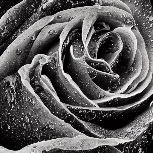 Image similar to award - winning macro of a beautiful black rose made of glowing molten magma