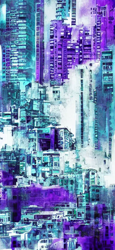 Image similar to “ white and purple city, award winning, digital art ”