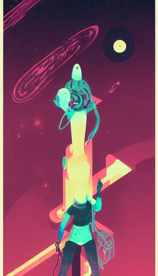 Image similar to space witch, sharp focus, james gilleard, moebius, print, risograph, cinematic, game art