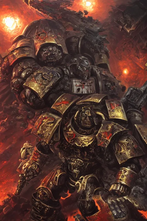 Image similar to a chaos space marine, warhammer 4 0 k, highly detailed, digital art, sharp focus, ambient lighting, trending on art station