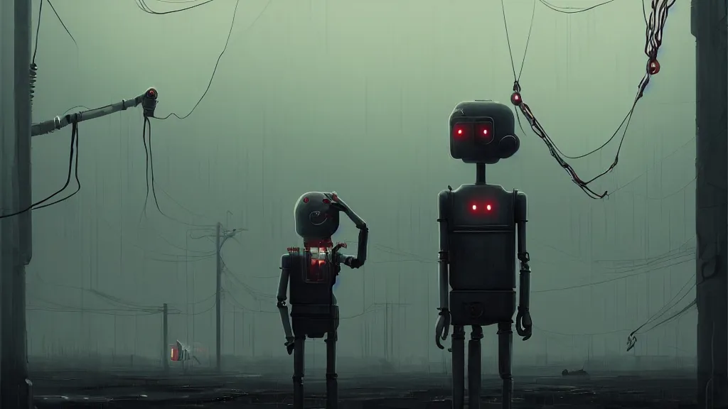 Image similar to realistic human android character, the puppeteer with long needle fingers, dark industrial background, simon stalenhag, featured on artstation, cinematic, elegant, intricate