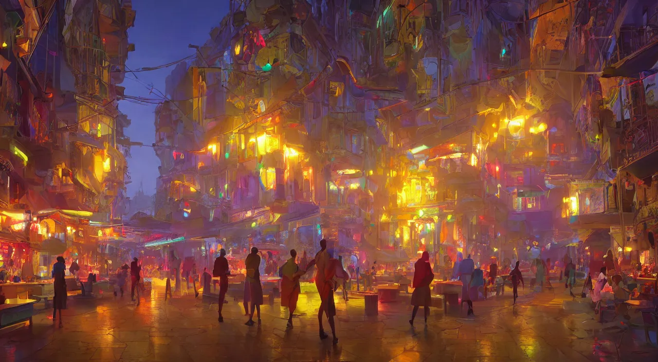 Image similar to bazaar zouk oriantal multicolorful sky shine place mosquet painting stylized digital video game icon global illumination ray tracing 8 k hd resolution, by ilya kuvshinov and cushart krentz and gilleard james