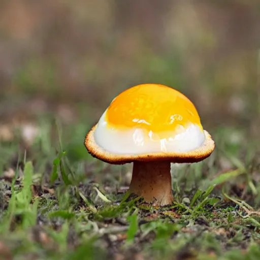 Image similar to a toadstool that looks like a fried egg. nature photography.