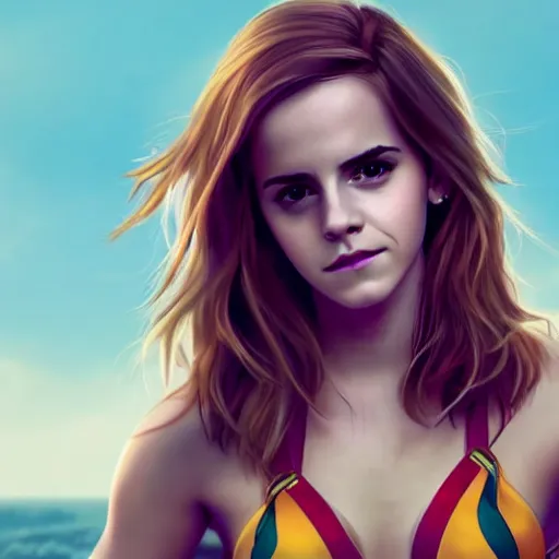 Prompt: Emma Watson as Eevee in a bikini, hyper realistic, artstation, 8k resolution
