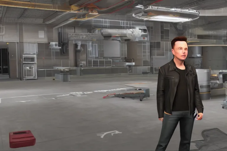 Image similar to a screenshot of elon musk in the video game in the sims, 3 d rendering. unreal engine, amazing likeness, very detailed,