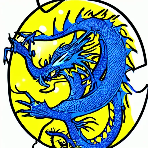 Image similar to illustration neon blue and yellow super cool dragon