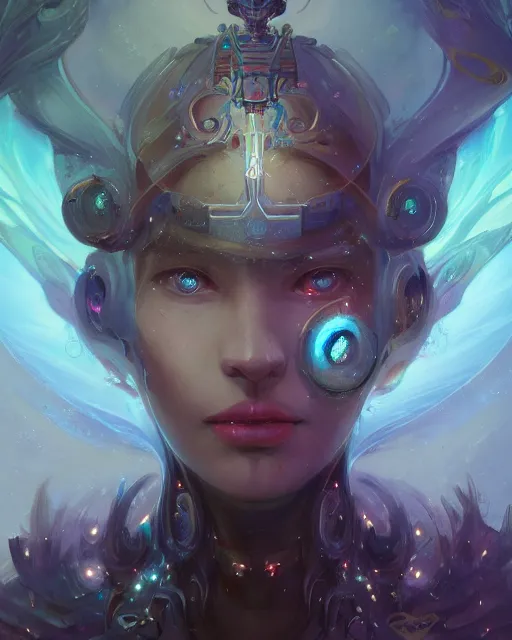 Image similar to portrait of a beautiful cybernetic emanation from angelarium, profile, by pete mohrbacher and artgerm and wlop, digital art, highly detailed, intricate, fantasy, mystical, Trending on Artstation HQ, deviantart, unreal engine, 4K UHD image