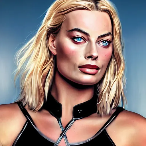 Image similar to beautiful warrior margot robbie, hd digital art, highly detailed