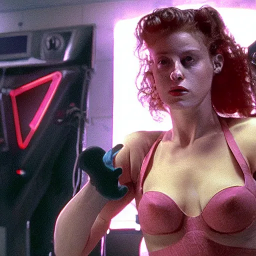 Image similar to a still of the movie weird science, 2 0 0 4 doom 3 visuals and graphics aesthetic