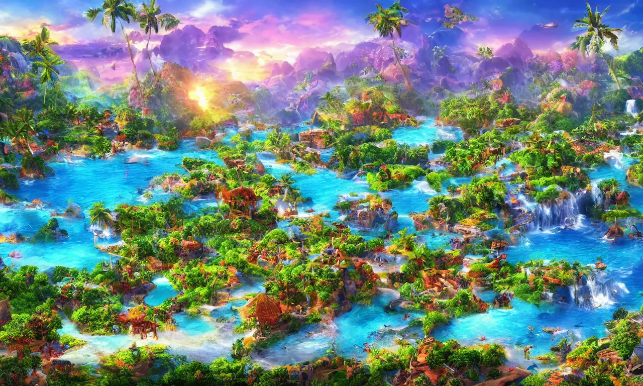 Prompt: epic paradise landscape, high definition, high detail, 8k, photorealistic,