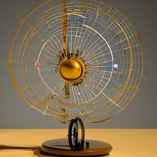 Image similar to a kinetic sculpture of this solar system, sun, orrery, canon 5 d 5 0 mm lens, papier - mache, studio, 1 9 7 6