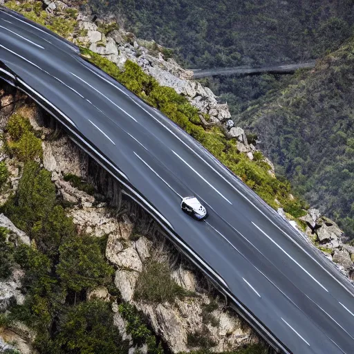 Image similar to traffic jam on a mountain highway, high resolution photograph, extreme dramatic lighting