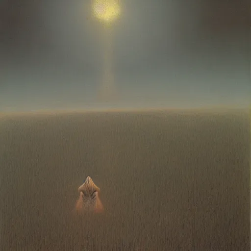 Image similar to the ego separates by zdzisław beksinski, oil on canvas