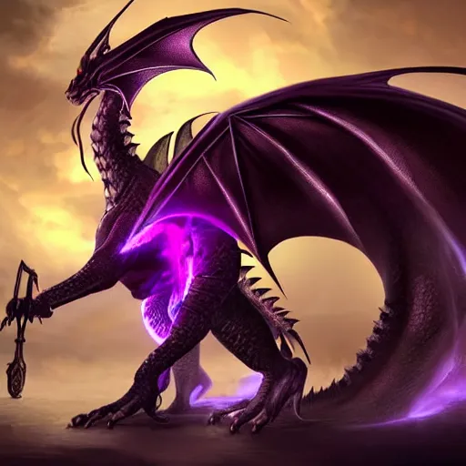 Image similar to fantasy dragon with glowing purple eyes, high detail, digital art, beautiful , concept art,fantasy art, 4k