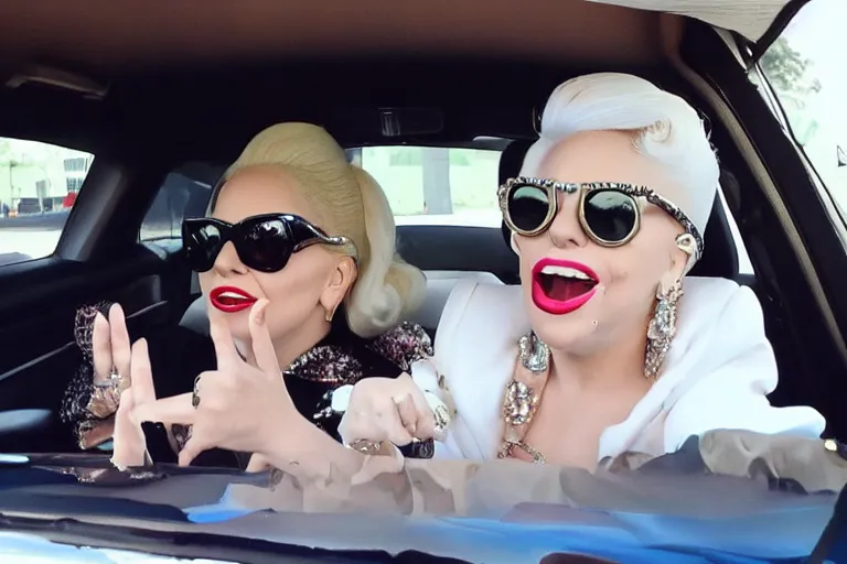 Image similar to lady gaga and judy garland carpool karaoke