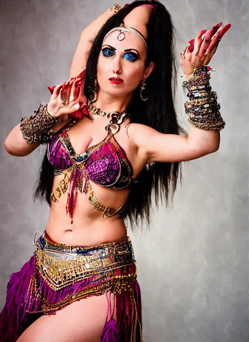 Image similar to hyper realistic photography of bellydancer festival warrior curvy partygirl cinematic, vallejo, diego rivera