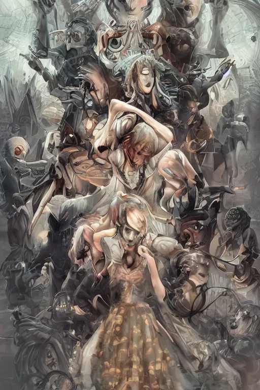 Prompt: spooky and creepypasta halloween night, symmetrical face, anime style, scenery wallpaper aesthetic, cinematic, dramatic, super detailed and intricate, hyper realistic, 4 k render, by artgerm, by kyoung hwan kim, by ralph mcquarrie, by yoshiyuki tomino