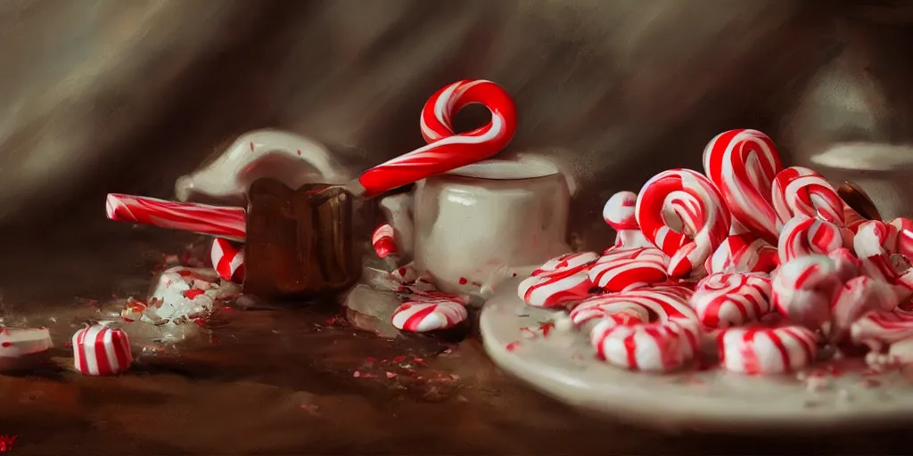 Image similar to peppermint candy, cinematic shot, oil painting by jama jurabaev, extremely detailed, brush hard, artstation, for aaa game, high quality, brush stroke