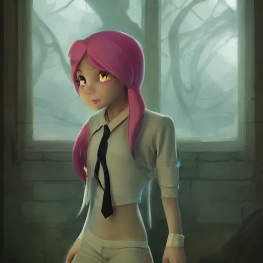 Image similar to fluttershy from my little pony standing trial for her many war crimes, 8 k, unreal engine, by greg rutkowski, makoto shinkai, lois van baarle, ilya kuvshinov, tom bagshaw