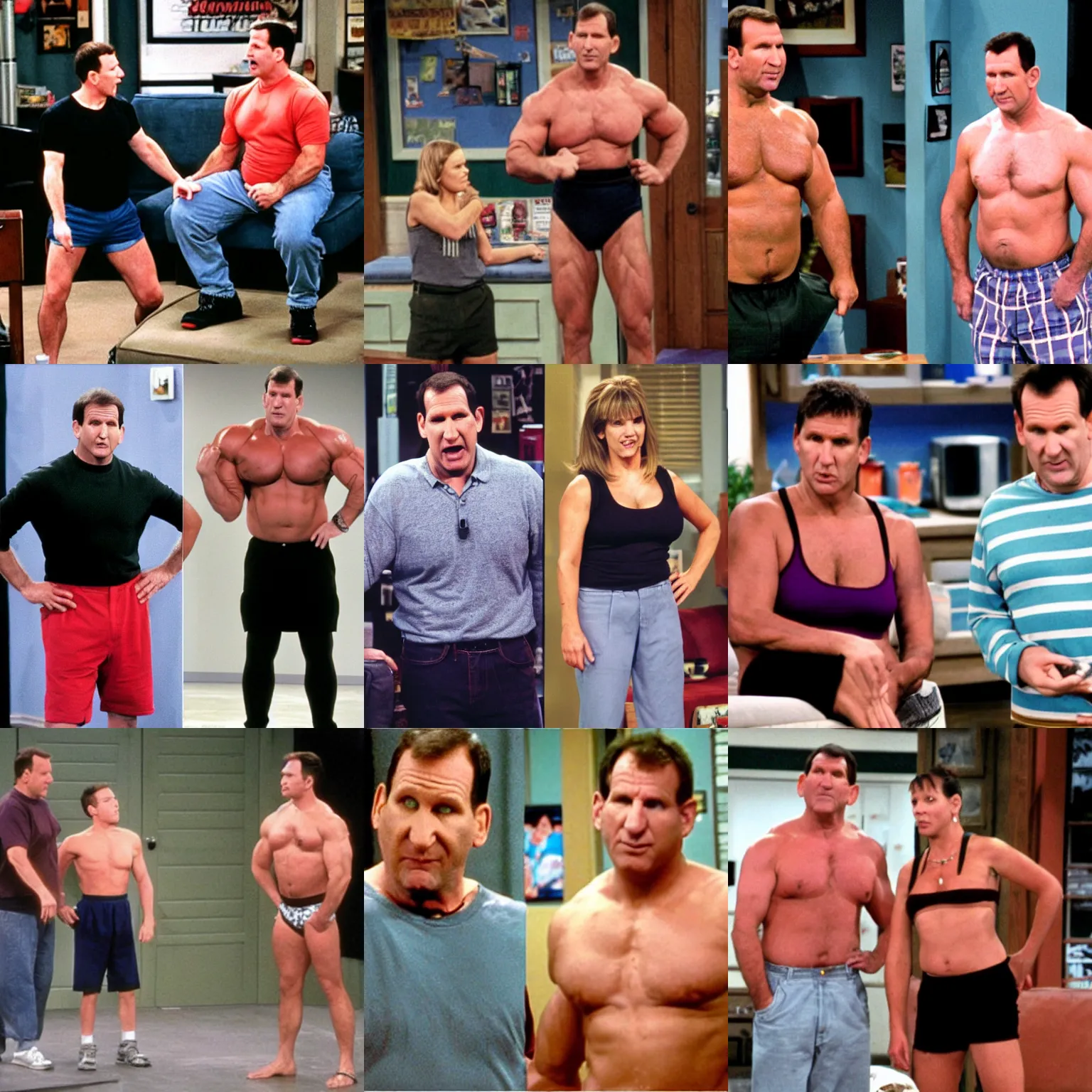 Prompt: <photo attention-grabbing sitcom>Al Bundy Gets Swole</photo>