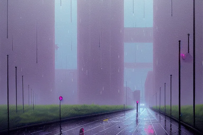 Prompt: london raining by Simon Stålenhag