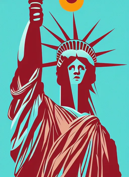 Prompt: mascular statue of liberty by liam brazier, tom whalen