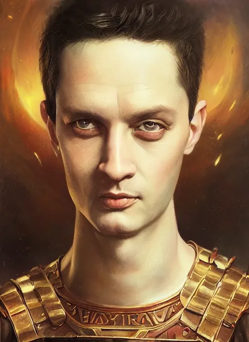 Prompt: a heroic portrait of volodymyr zelenskyy, art by tom bagshaw and manuel sanjulian and greg rukowski