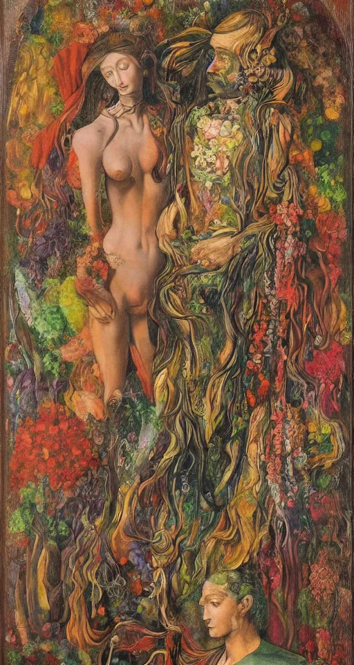 Prompt: floral portrait of man and woman by wojciech siudmak and ernst fuchs, oil on canvas