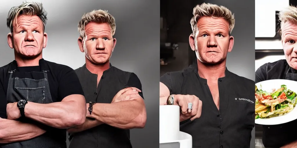 Image similar to gordon ramsay vs robert irvine cookoff