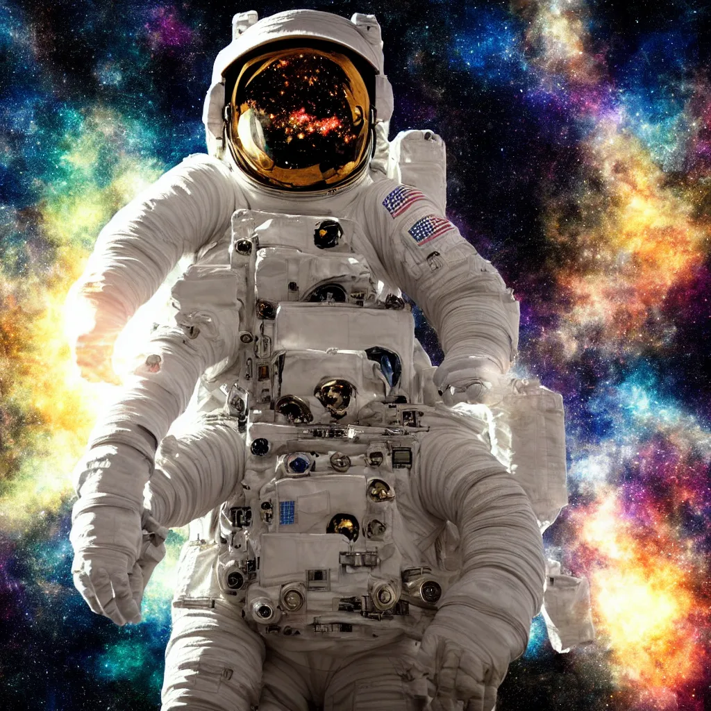 Image similar to astronaut suit, alone fly in deep dark cosmos portrait watercolor dramatic lighting cinematic establishing shot extremely high detail foto