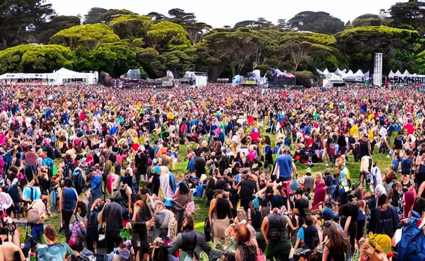 Prompt: a music festival in golden gate park