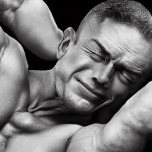 Image similar to bodybuilder man tickled by another man, photorealistic, high detail