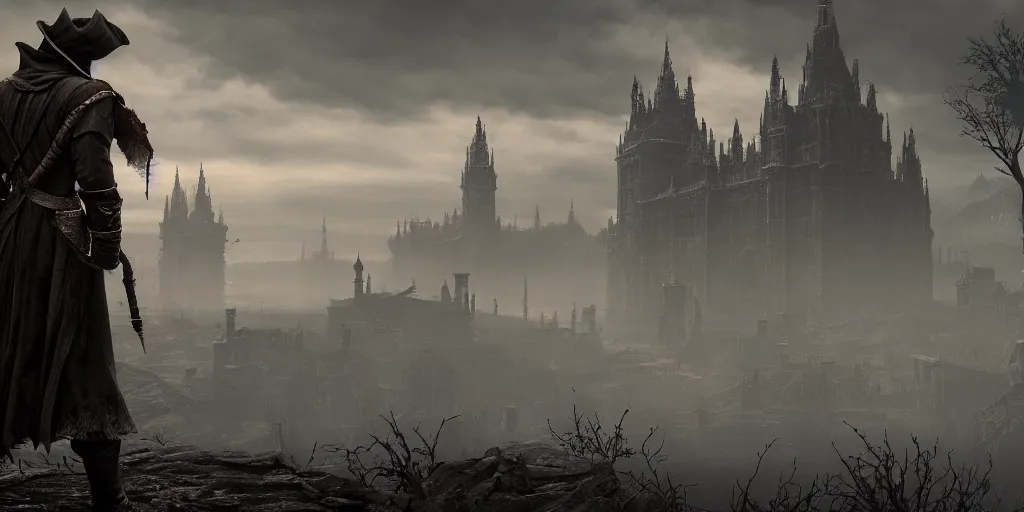 Prompt: a beautiful cinematic landscape photo in the style of Bloodborne, very detailed and sharp 8k,