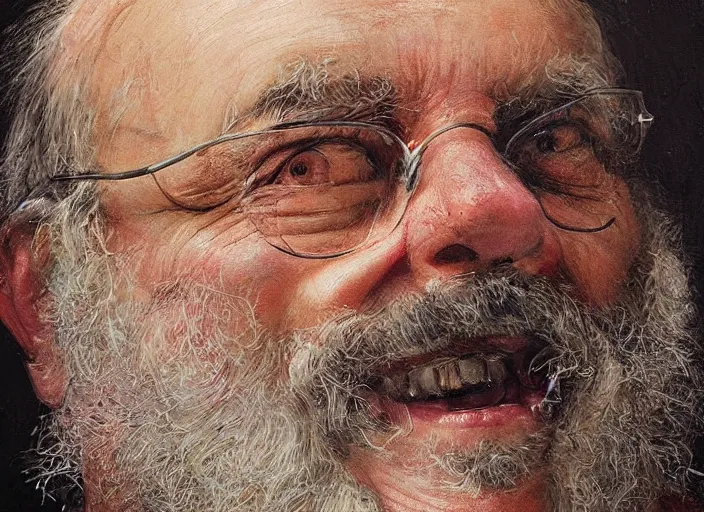 Prompt: a highly detailed moldy portrait of a dentist, james gurney, james jean