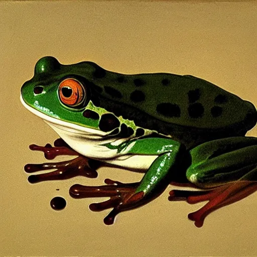 Image similar to The best painting of a frog of all time, by Caravaggio