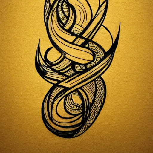 Image similar to tattoo sketch of a ocean, on a yellow paper, ornamental, line art, minimalism, tatto for leg