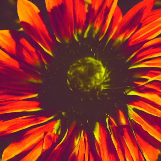 Image similar to oversaturated, burned, light leak, film, photo of a flower