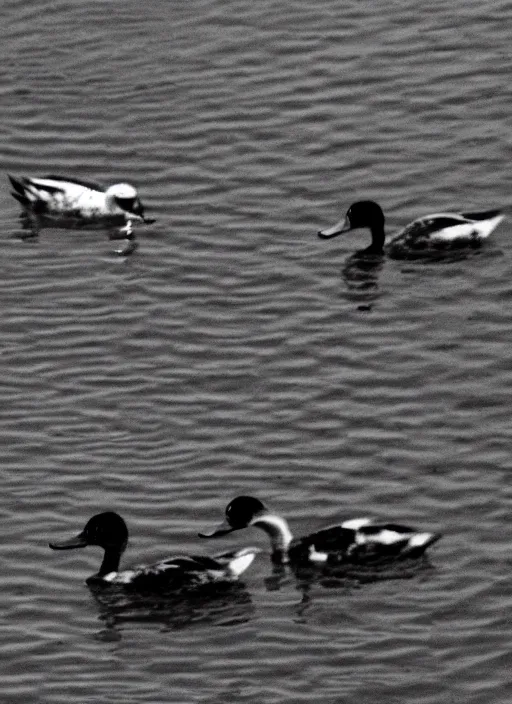 Image similar to old grainy photo of ducks forming a triangle shape