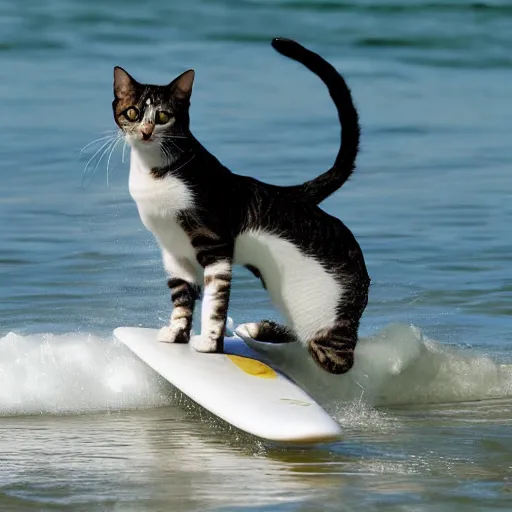 Prompt: of a cat doing surf