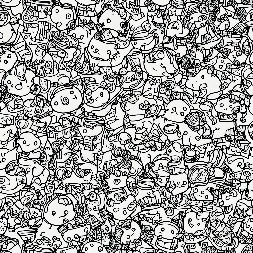 Image similar to seamless cute drawings texture art, 4k