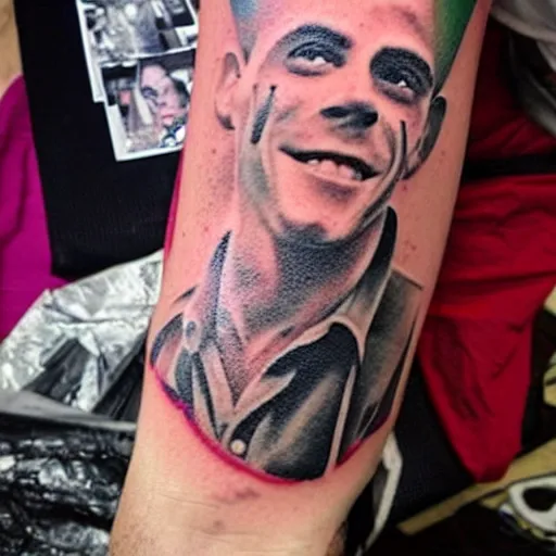 Prompt: tattoo of steveo from jackass