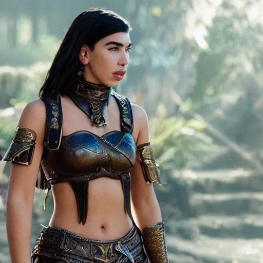 Prompt: still of dua lipa in xena