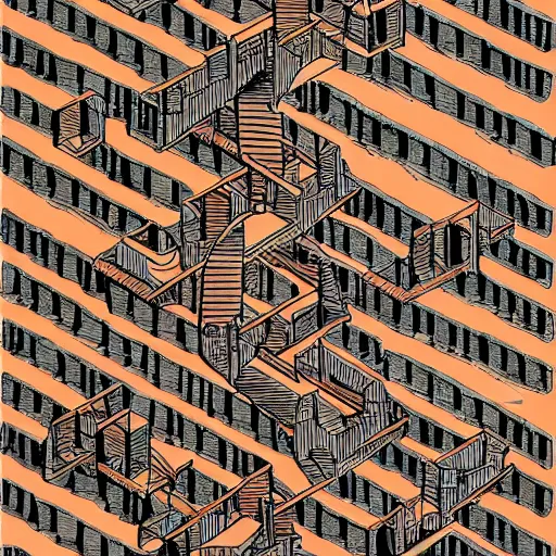 Prompt: wheres waldo by mc escher