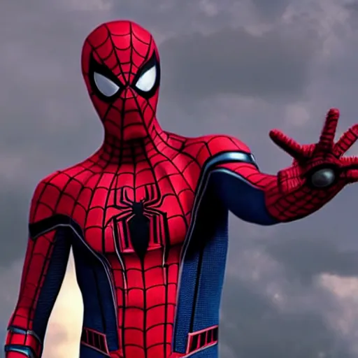 Image similar to a leaked film portrait still of spider - man from the avengers secret wars. realism, cinematic lighting, 4 k. 8 mm. grainy. panavision. photorealistic cinematic lighting, gritty atmosphere,